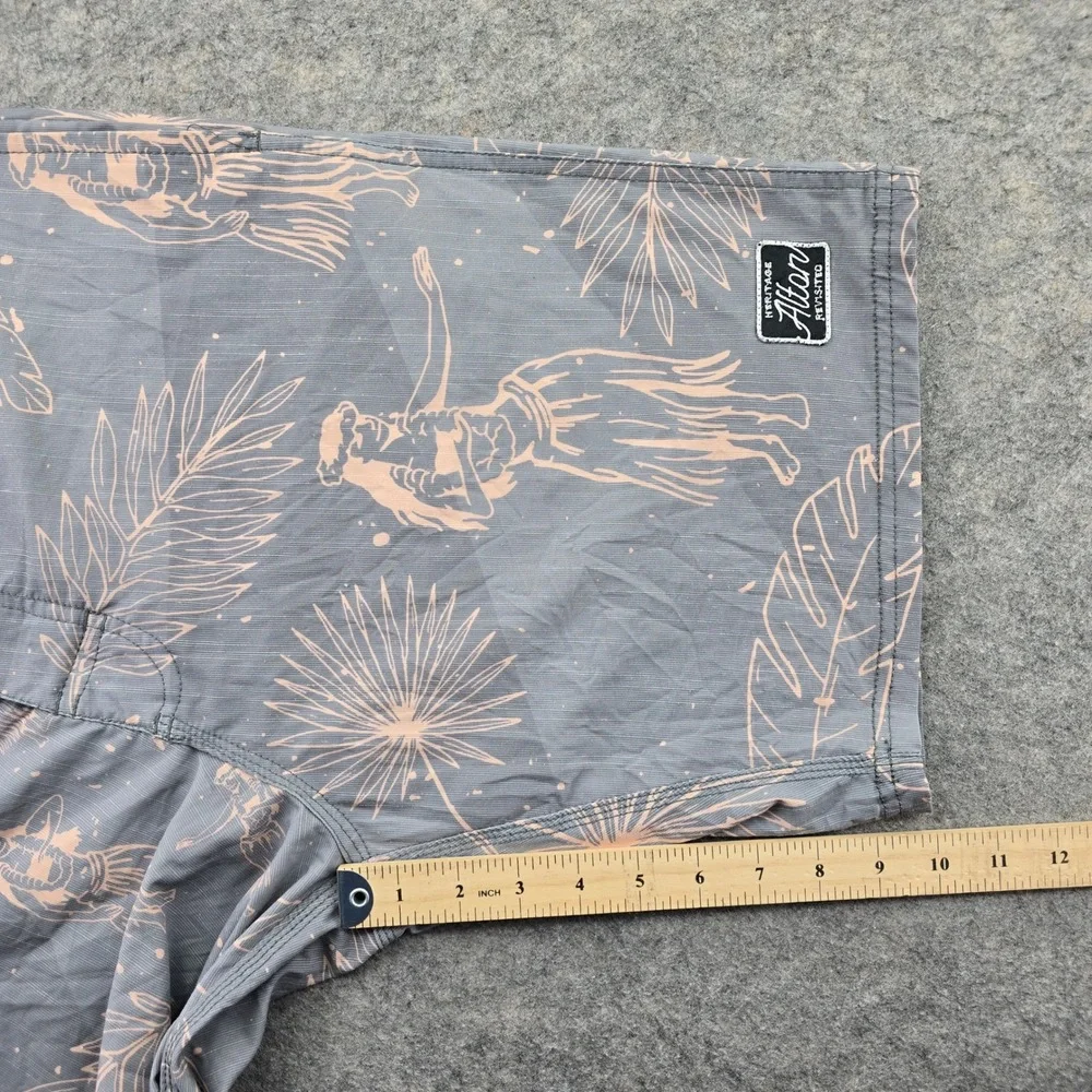 Alton Heritage Revisited Mens Board Shorts 36 Grey Pink Hula Tropical Stretch